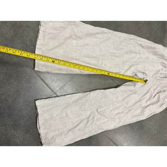 DISSH Linen Wide Leg Flowy Lined Pull On Trouser Pants Size 4 Beige Womens - Picture 3 of 5